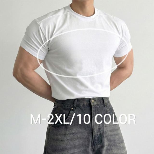 [비침없는] 절개 머슬핏 반팔 쿨 티셔츠 비침없는 흰티 무지