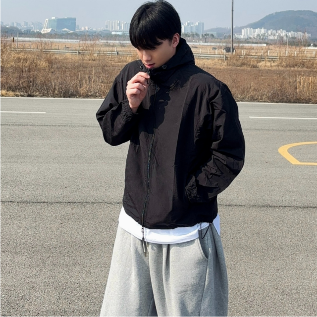 오버핏 투웨이 고프코어 후드 바람막이 (4color)