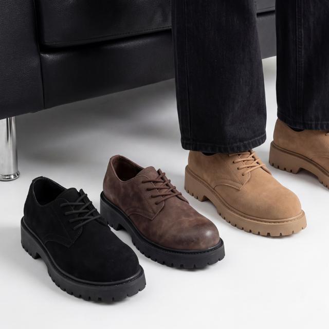 (당일출고) 2타입 더비슈즈 키높이 5cm 스웨이드 빈티지레더 쿠션 데일리 로퍼 (3color)