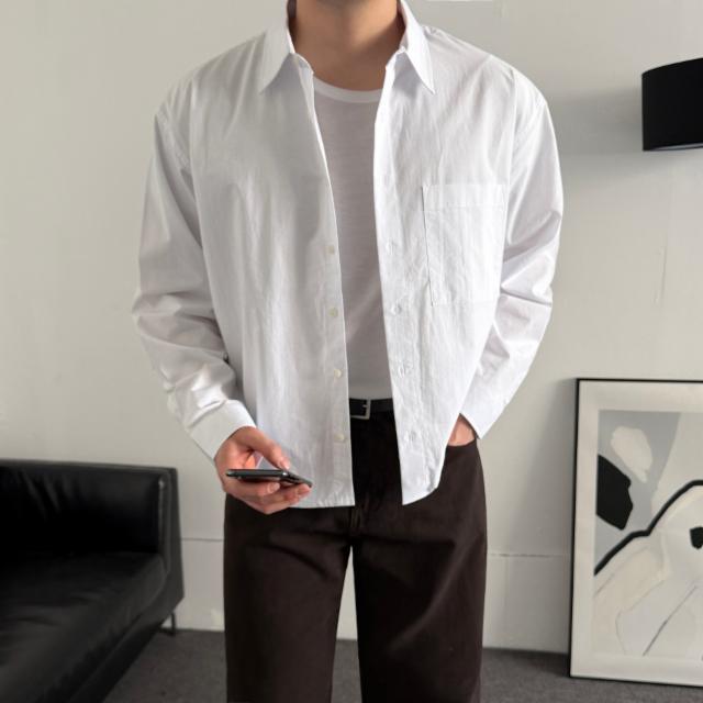 크롭셔츠 오버핏 옥스포드