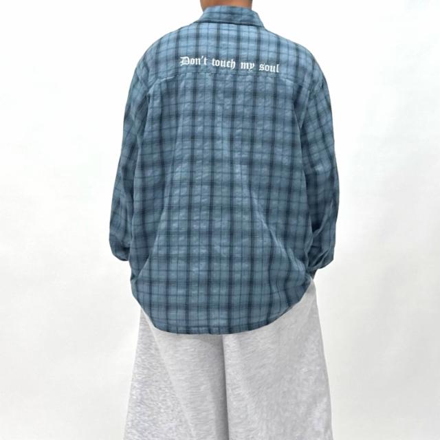 남자 오버핏 시어서커 체크 셔츠 남녀공용 여름 체크셔츠 자수 남방 3colors