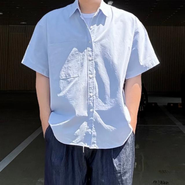 미니멀 오버핏 코튼 반팔 셔츠