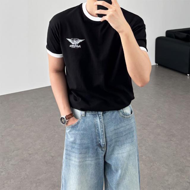 남자 프린팅 머슬핏 링거 반팔티 FC135 3color