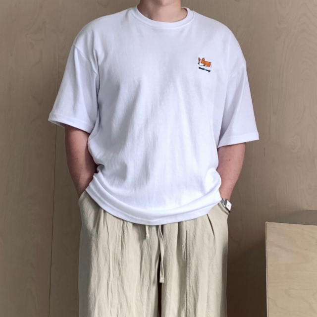 비침없는 오버핏 여름 무지티 웰시코기 자수 레이어드티 이너 흰티 머슬핏 기본티 반팔티 4COLOR