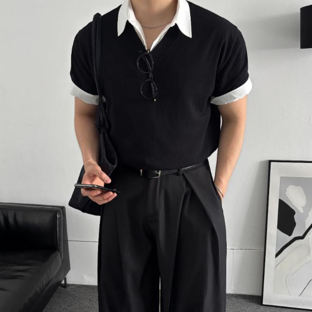 브이넥니트 린넨 오버핏