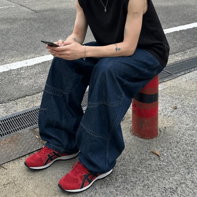 다트 린넨 커브드 생지데님 벌룬핏 와이드 여름 스판 빅사이즈 연청 청바지 데님팬츠 흑청바지