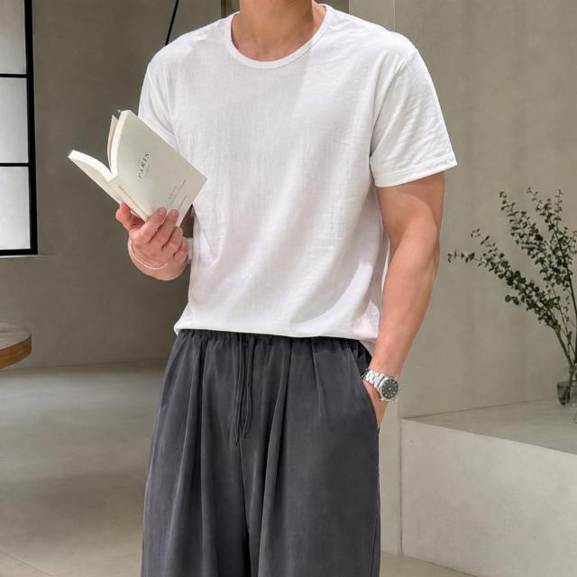 [기획/여름/무지반팔/스탠다드유넥반팔]여름 쿨 면 코튼 어깨 반팔 쿨링 티셔츠 티 반팔티