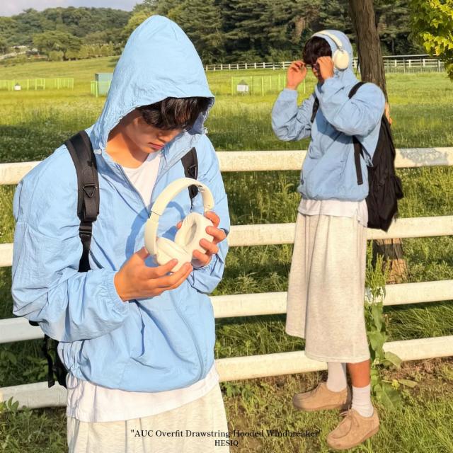 *장마철필수/초경량* [오늘주문,내일도착] AUC 오버핏 스트링 후드 바람막이 8 Colors [남녀 공용/초경량 / 블랙 블루 당일발송]