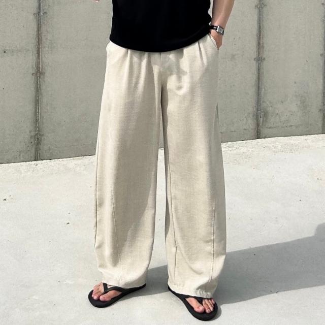 [최저가] 시원한 쿨 린넨 밴딩 벌룬 와이드 벌룬핏 팬츠 세미와이드 여름 바지 남녀공용 (3color)