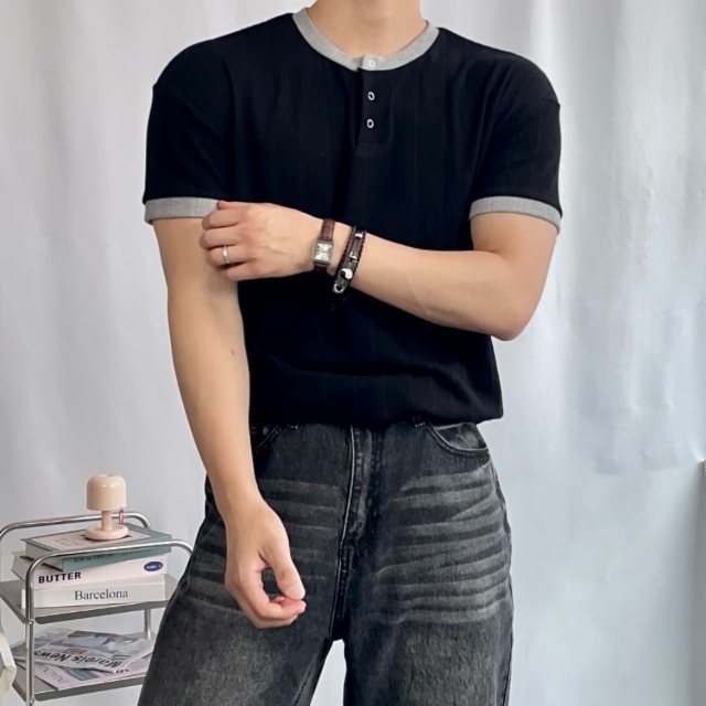 레이븐 링거 반팔 니트 크롭 머슬티 3color