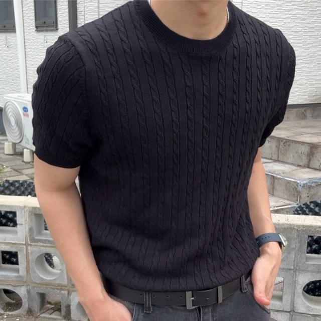 [당일출고/1+1할인] 베이직 꽈베기 반팔 니트 티셔츠 5color