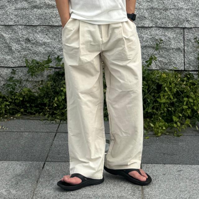 투턱 린넨 와이드 밴딩 벌룬핏 팬츠 2color