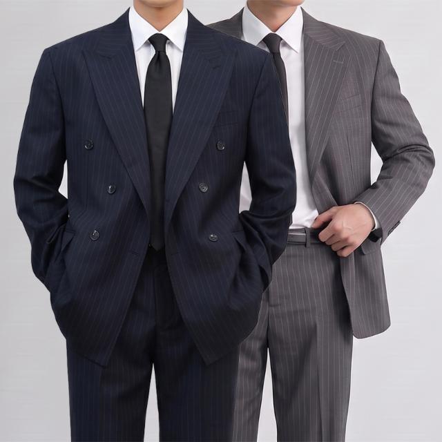 [싱글/더블] 여름 냉감 스트라이프 정장 수트 세트 셋업 결혼식 하객