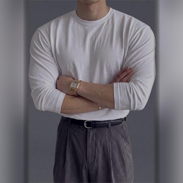 남자 짐웨어 얇은 무지티 긴팔티 롱슬리브 긴팔