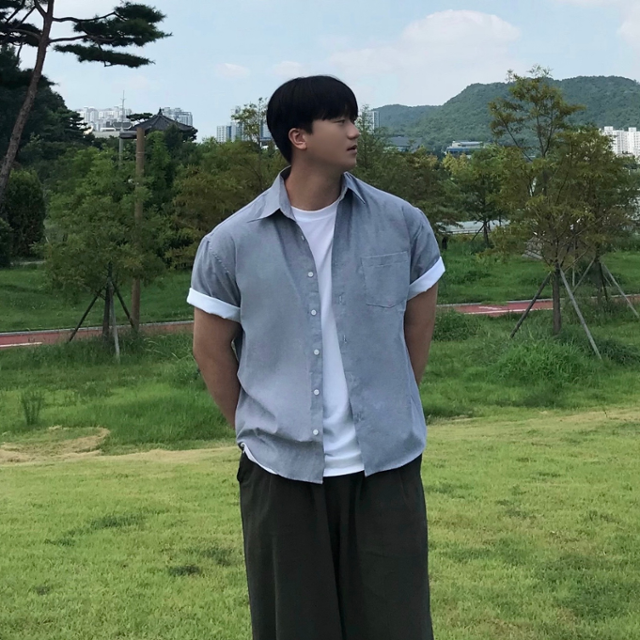 고밀도 오버핏 옥스포드 반팔 셔츠 (4color)