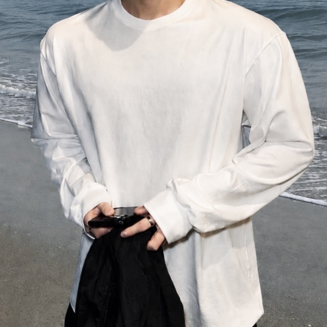 국내제작 20수 코튼 무지 롱슬리브 오버핏 긴팔티 루즈핏 남자 긴팔티 남녀공용 티셔츠