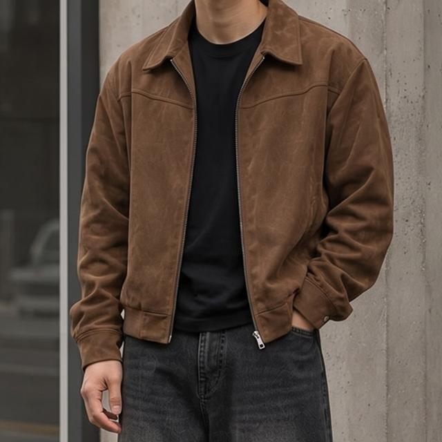 스웨이드 블루종 카라 크롭 자켓 2color