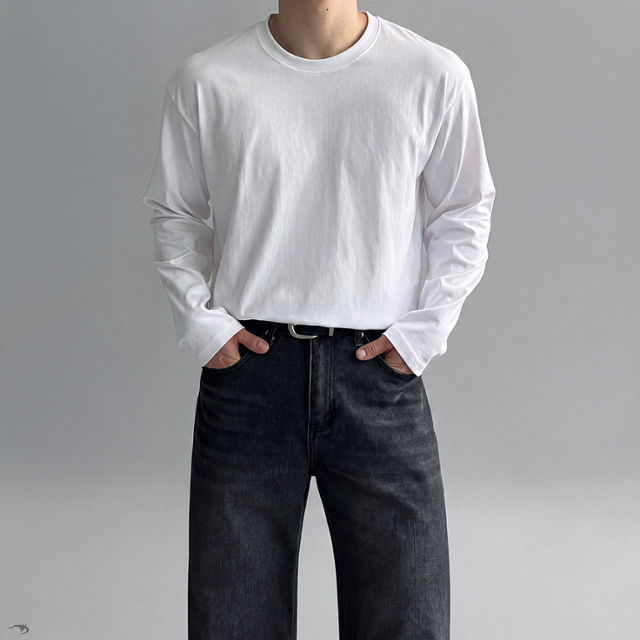 [S~3XL/목늘어남X] 세미오버핏 무지 긴팔티 4color 빅사이즈 얇은 이너 긴팔 티셔츠 레이어드 롱 슬리브