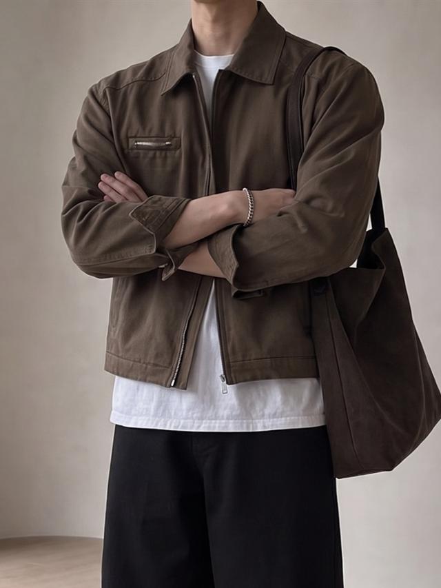 남자 남성 크롭 블루종 트러커 오버핏 자켓