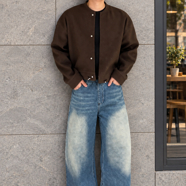 이프 세미크롭 오버핏 가디건 자켓