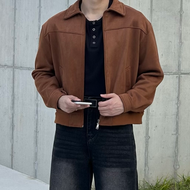세미 크롭 스웨이드 고퀄 자켓 절개 봄 가을 아우터