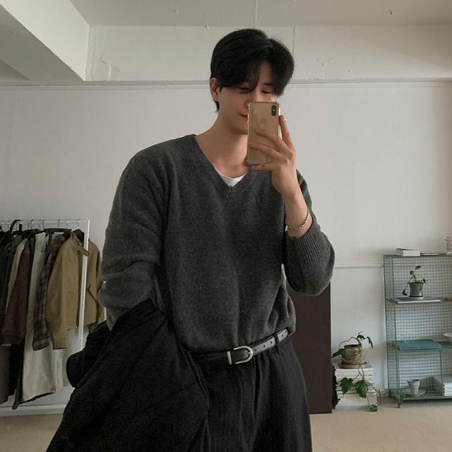 린 크롭 울 워셔블 브이넥 니트 (7color)