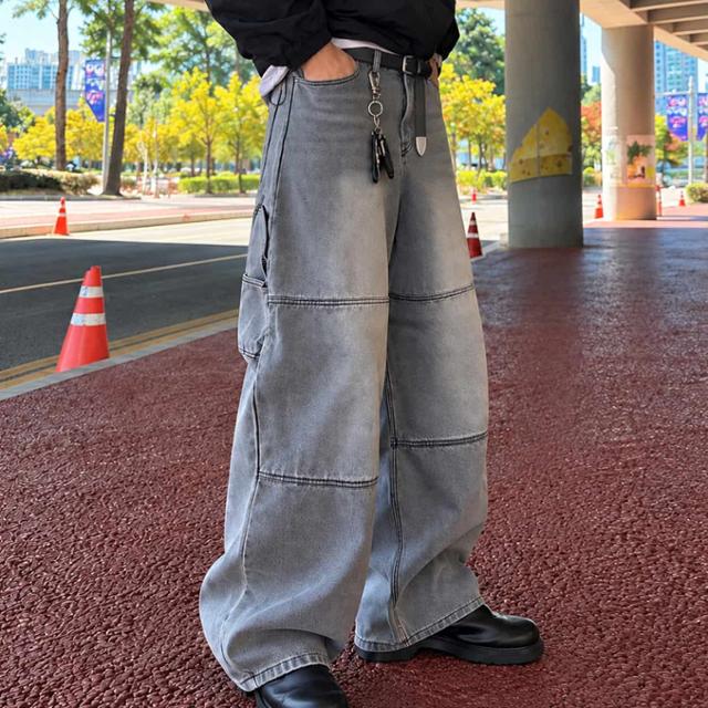 사이드 핀턱 벌룬 빈티지 데님 팬츠