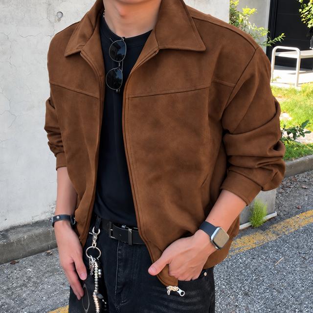[당일출고/1+1할인] 투웨이 무드 남자 스웨이드 크롭 트러커 아우터 자켓 절개 블루종