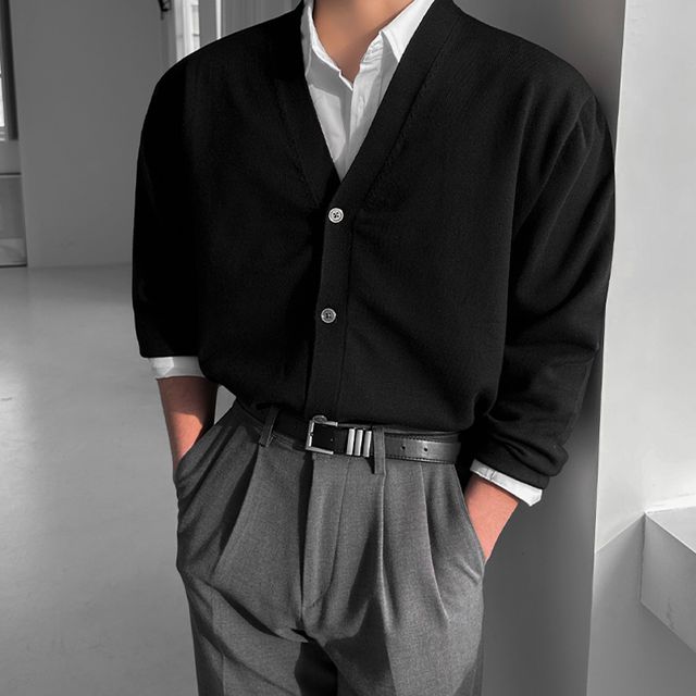 [주문폭주/최저가]프리미엄 데일리 워셔블 캐시미어 브이넥 니트 가디건 세미 오버핏 봄 가을 겨울 남자 루즈핏 스웨터
