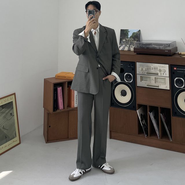 남자 아케 린넨 셋업 세미오버핏 결혹식복장 하객룩 여름수트 정장 코디