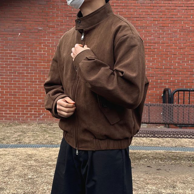 [한정특가] 부드러운 핏보장 크롭 오버핏 투웨이 해링턴 스웨이드자켓 재킷