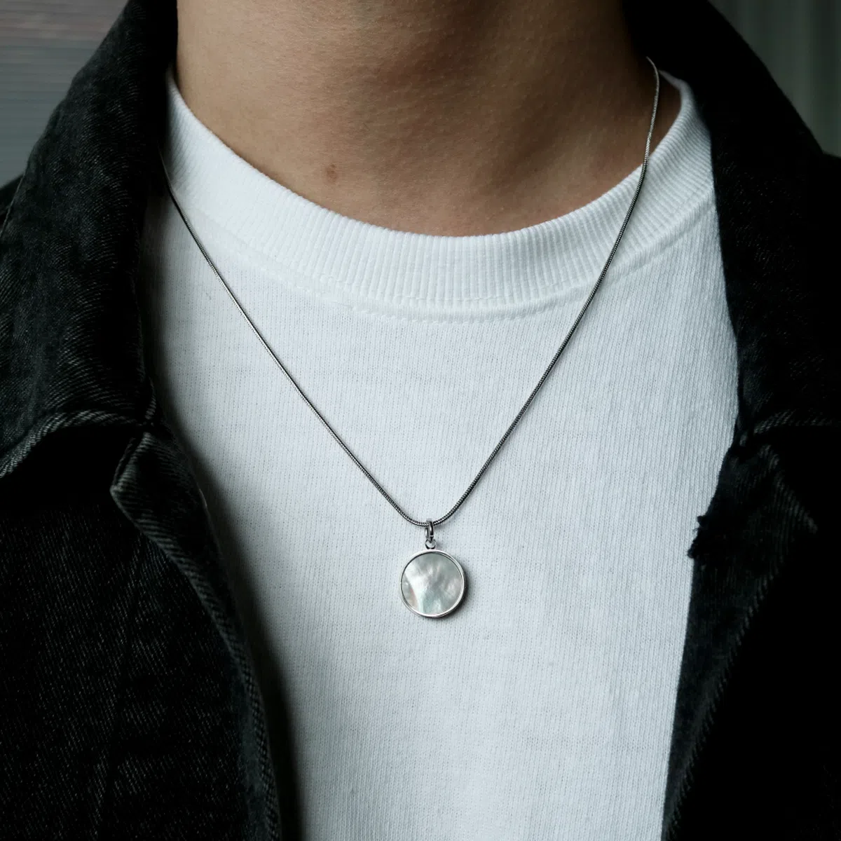 남자 목걸이 양면 코인 자개 Fancy16 string