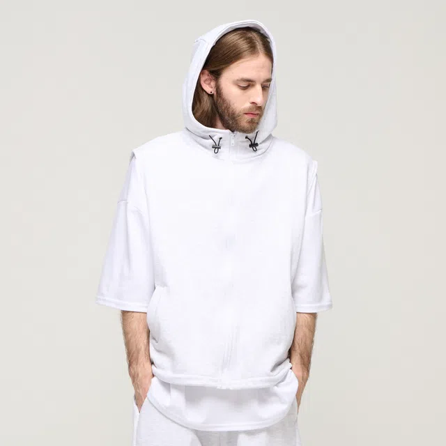 CB STRING HOOD VEST (LIGHT GRAY)