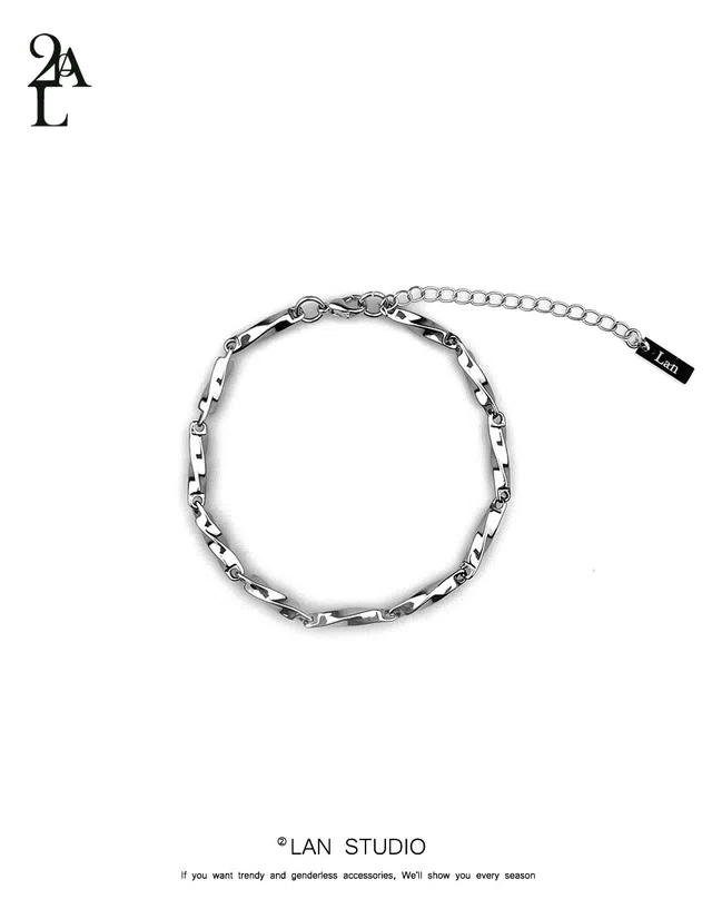 ブレスレット LANARCHIVE twisted square bracelet LAN ARCHIVE] Twisted square bracelet