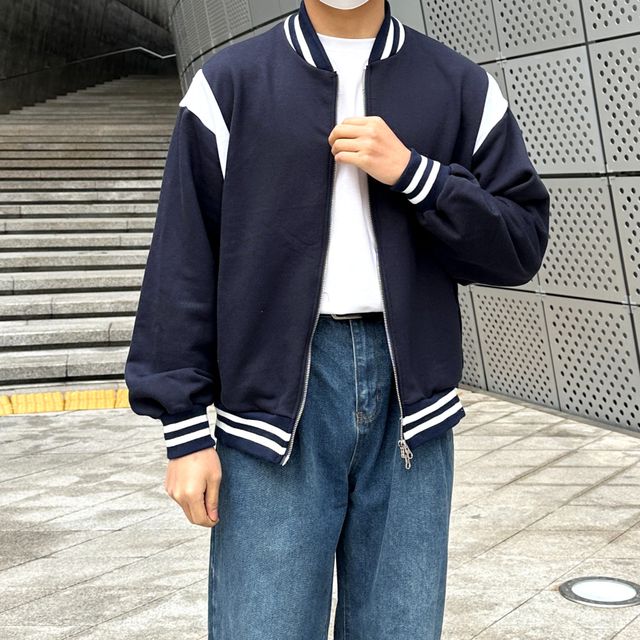 [봄특가] 어깨+3cm 오버핏 바시티 자켓 