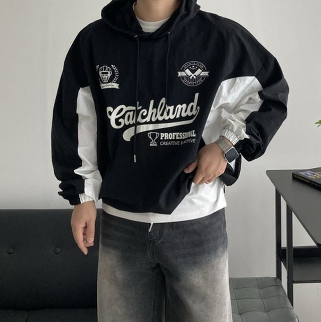 남자 바람막이후드티 퍼펙트 나일론 스트링 Y2K