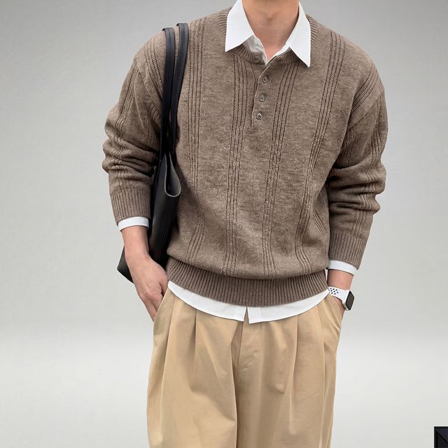 모달 헨리넥 라운드 크롭 가디건 6color L XL