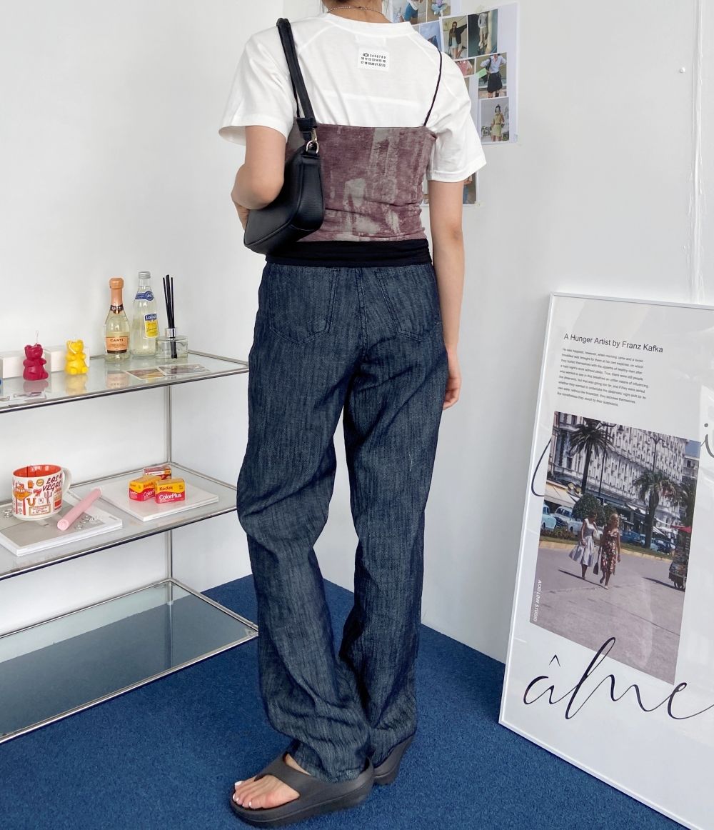 세미/로우라이즈] 코인 생지 데님 롱 일자 팬츠 여름 청바지 1 color - 만다린트리
