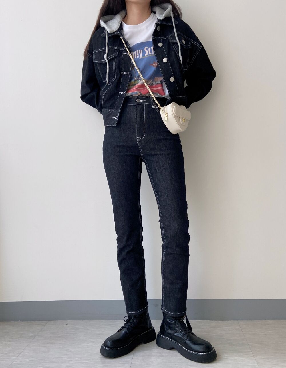 set] outer+pants デニムジャケット+ストレートブーツカット