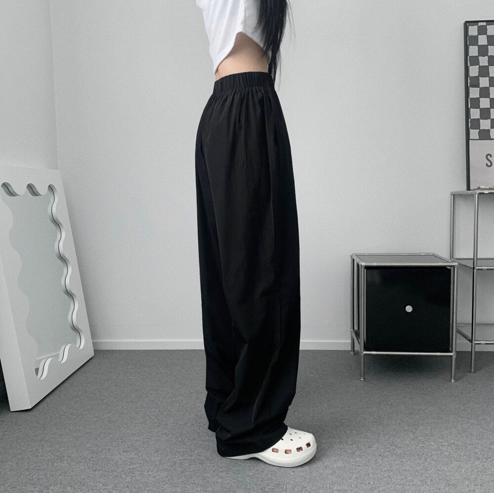 short/basic/long] ナイロンバンディングワイドスウェットパンツ