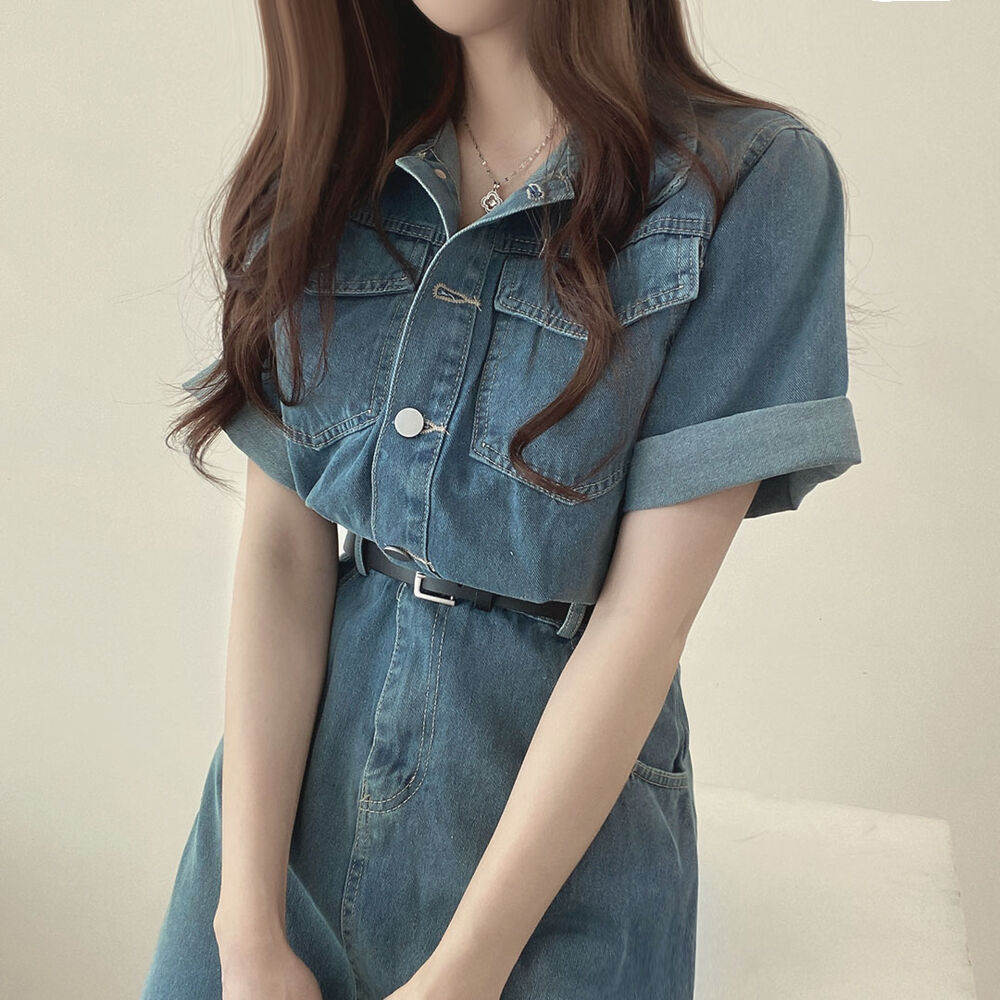 【新品未使用・完売品】　EATME デニム半袖ワンピース イートミー EATME デニムマキシワンピース （アイスブルー