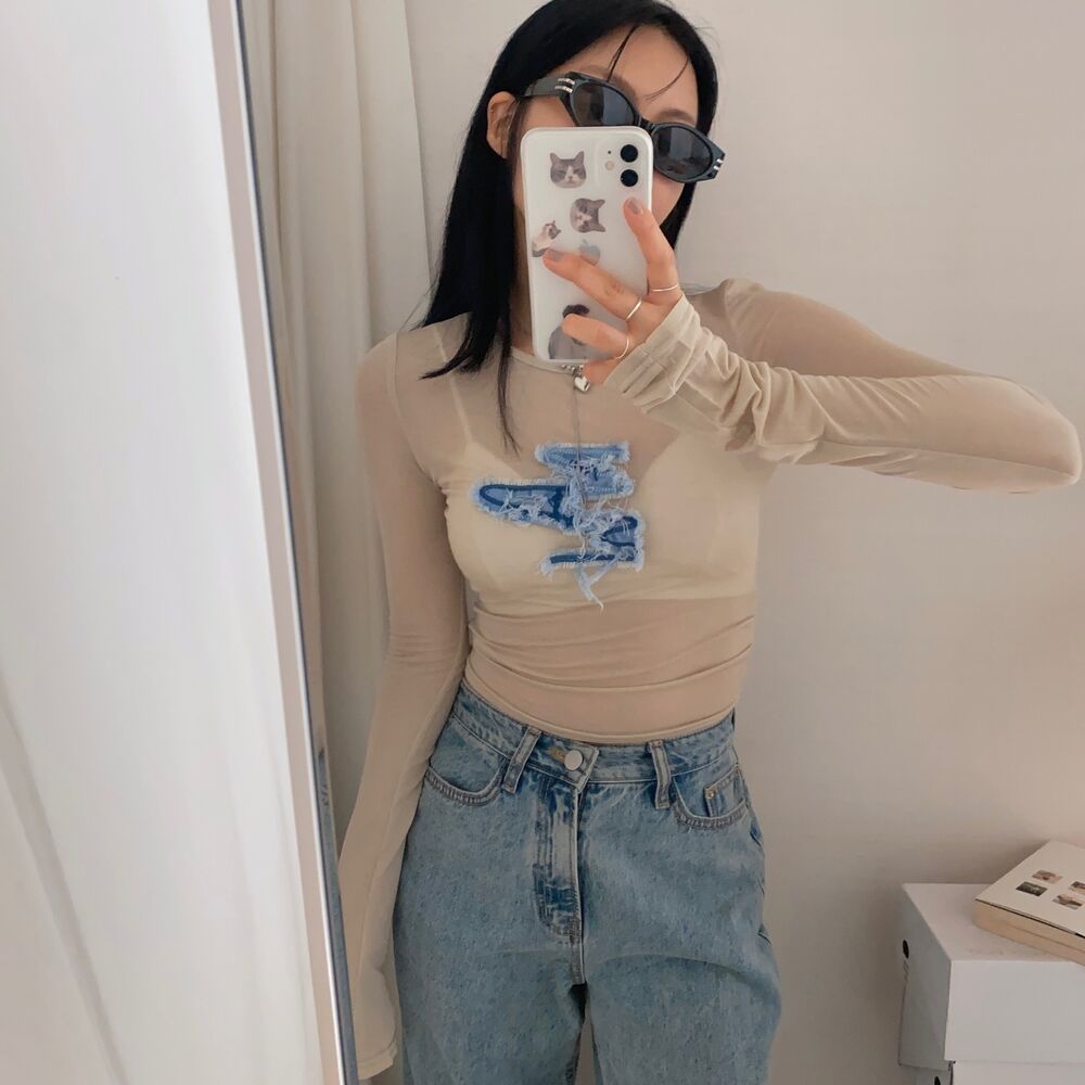 シースルーデニムポイントシャツMサイズ シースルーデニムポイントシャツ Mサイズ