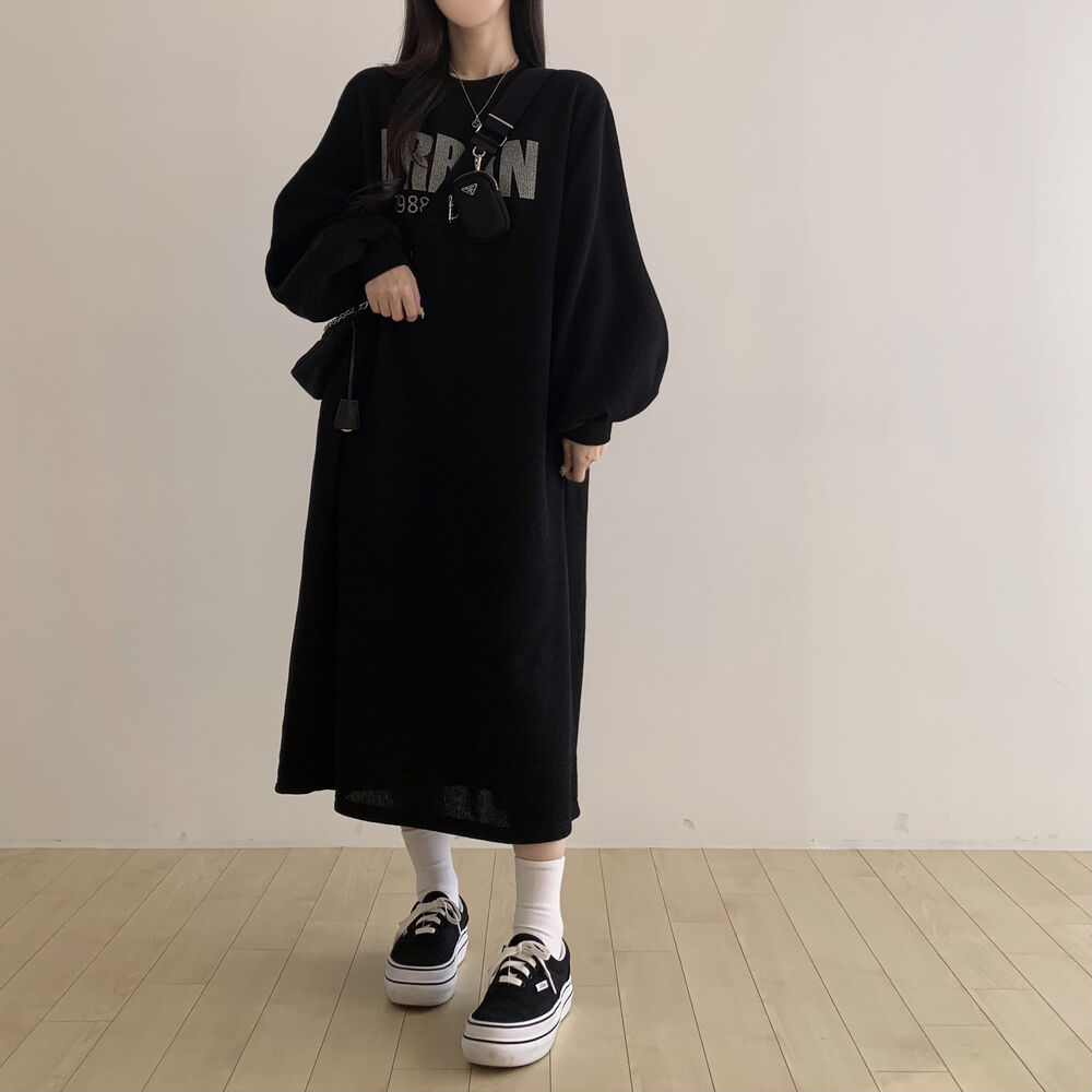 リブオーバーサイズロングワンピース | ファッション通販サイト NUGU