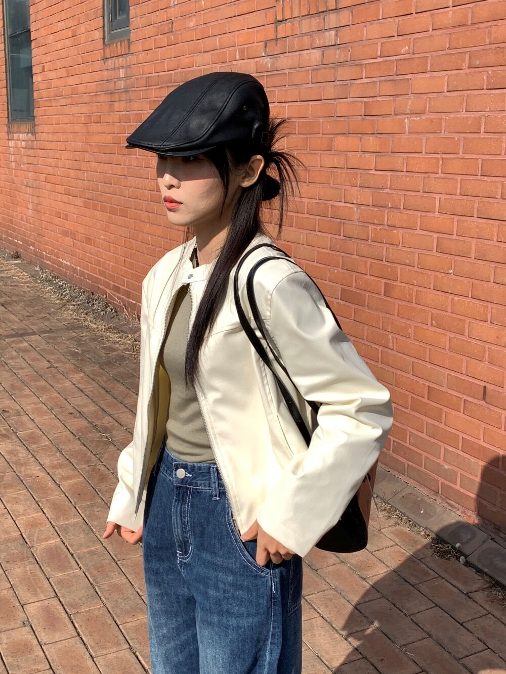 未使用美品　ROPÉマドモアゼルレザージャケット ベージュ　やぎ革スウェード36 送料無料!】全10サイズ メンズ 本革ピッグスキンレザー