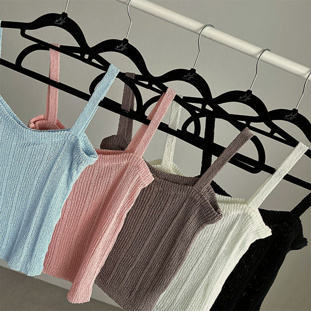 SET)サマーキャミソールボートネックオフクロップド長袖ニットセット