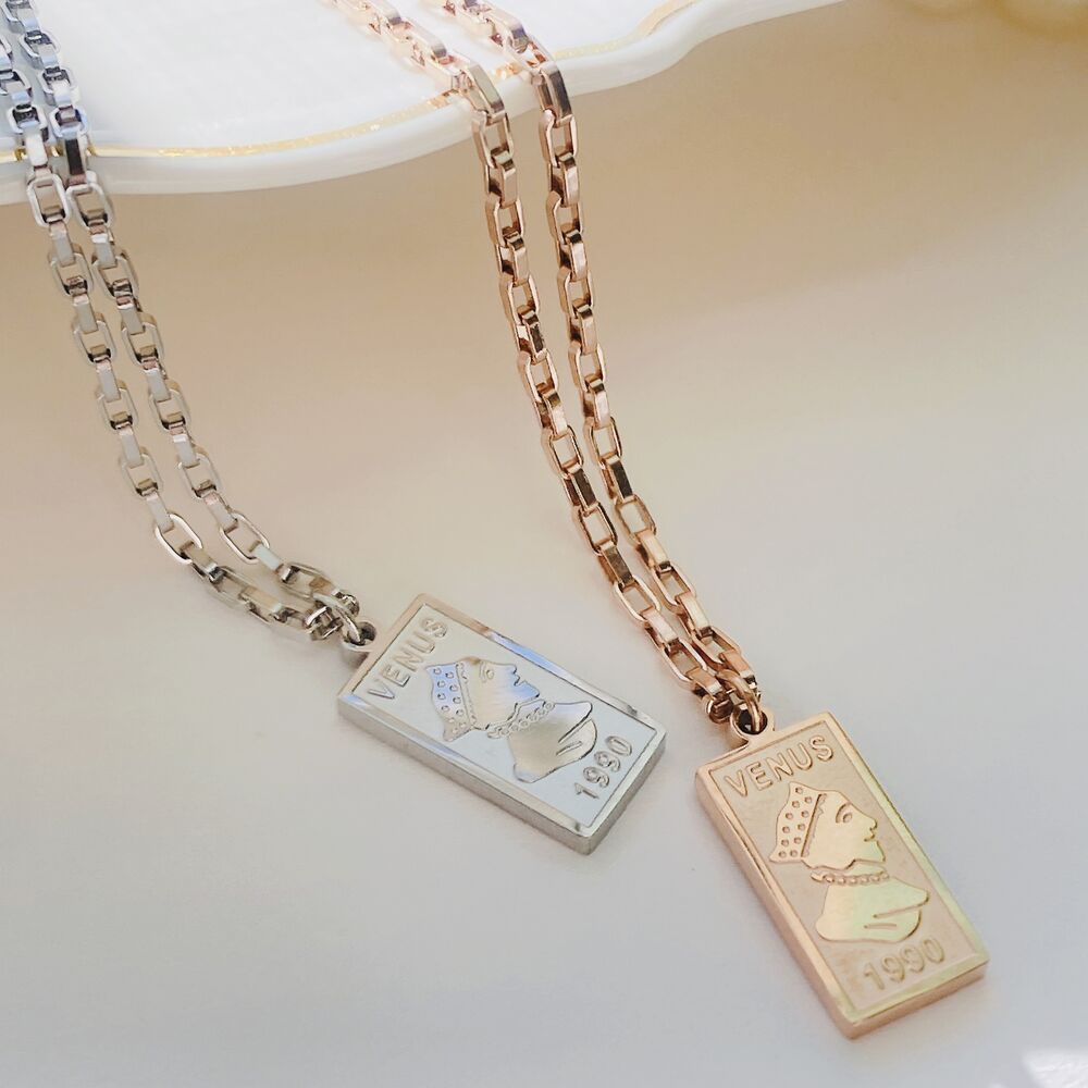 써지컬스틸 스퀘어 클립체인 VENUS 1990 여왕 사각 코인 목걸이 여성목걸이 - G마켓 모바일